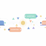 Abstract digital representation of artificial intelligence network