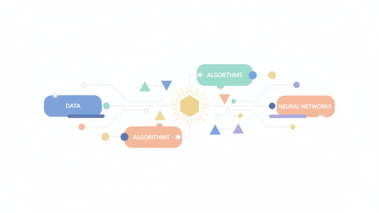 Abstract digital representation of artificial intelligence network