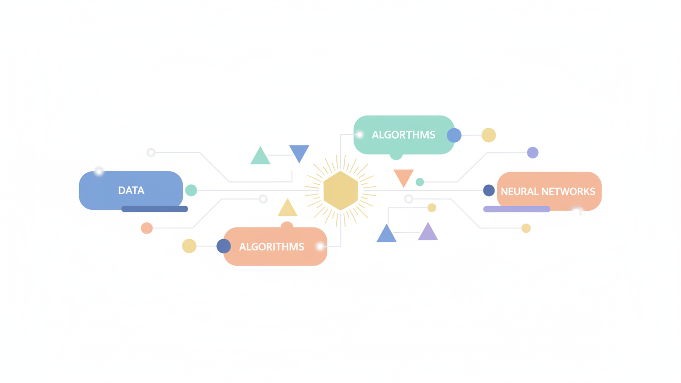 Abstract digital representation of artificial intelligence network