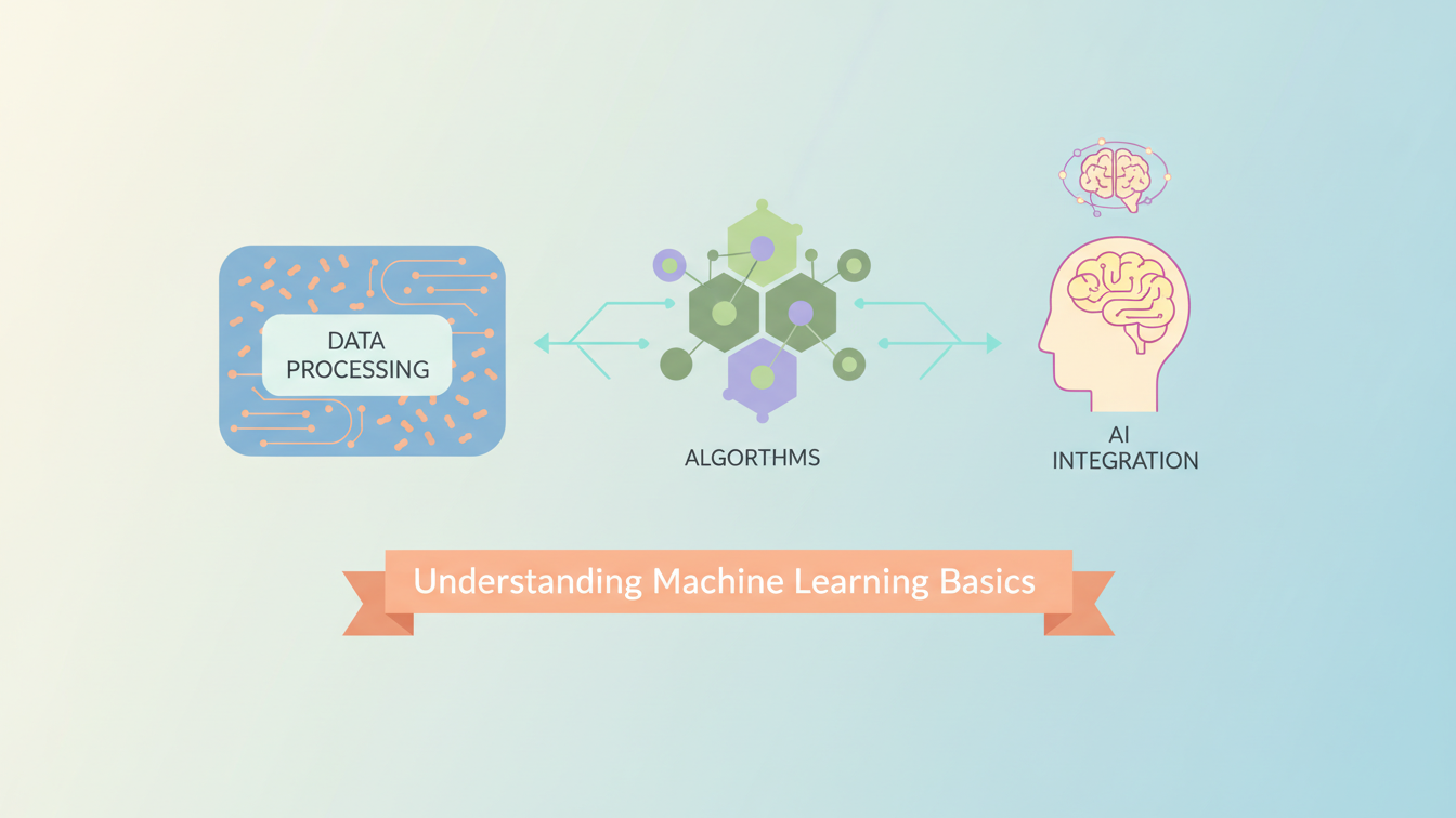 Illustration of key machine learning concepts with AI symbols