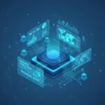 Abstract illustration of AI analyzing website data on a digital interface