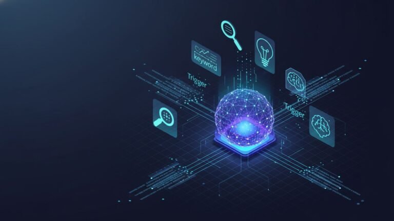 Diagram showing AI technology analyzing keywords for optimization