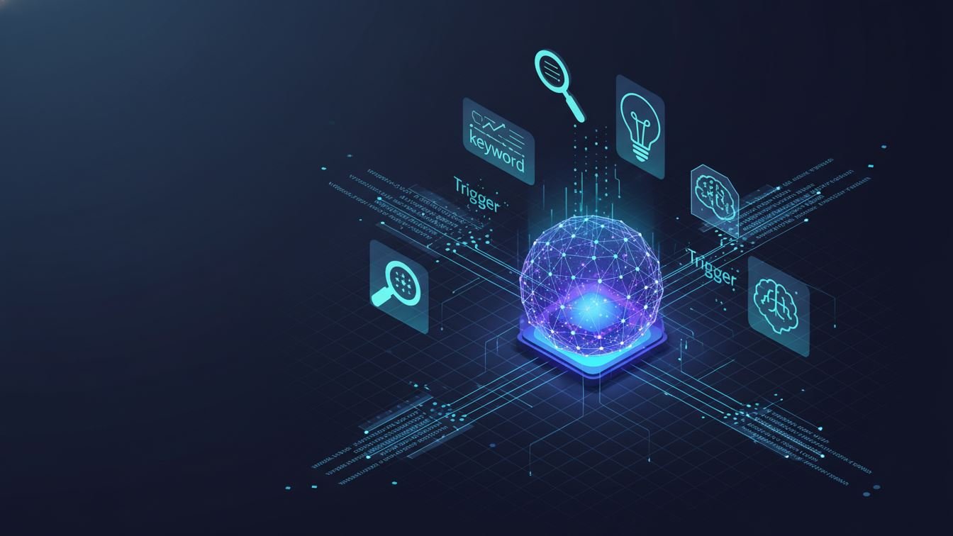 Diagram showing AI technology analyzing keywords for optimization