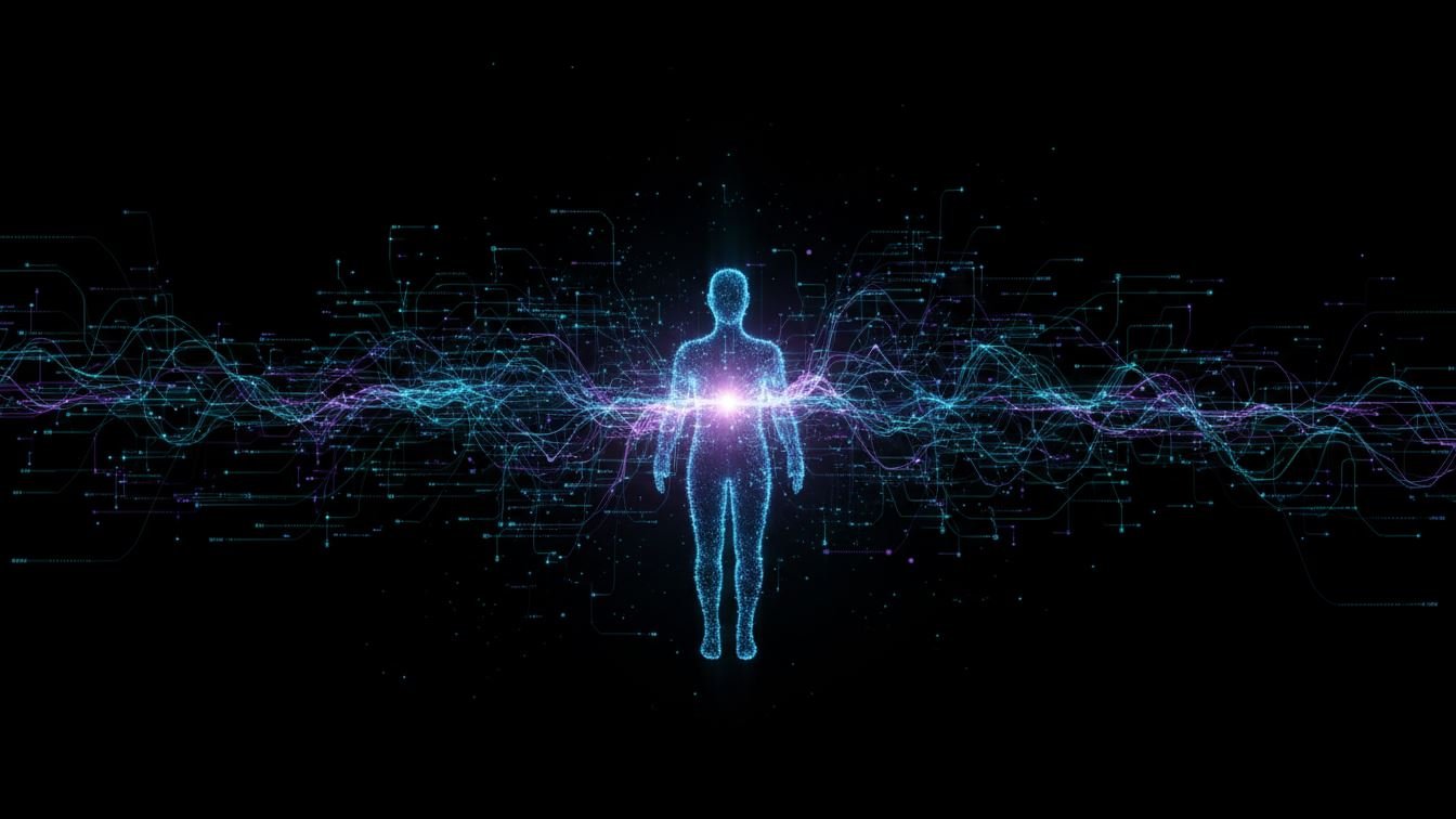 Abstract illustration of AI interpreting user intent through data and technology