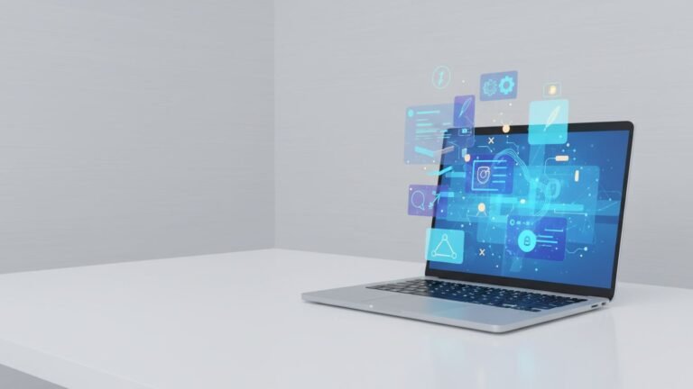 AI tool drafting content on a laptop screen