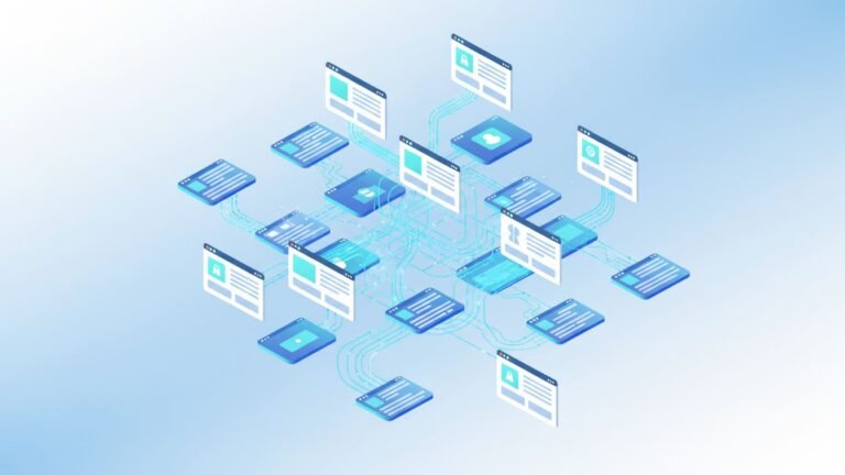 Illustration of automated internal linking process with interconnected web pages