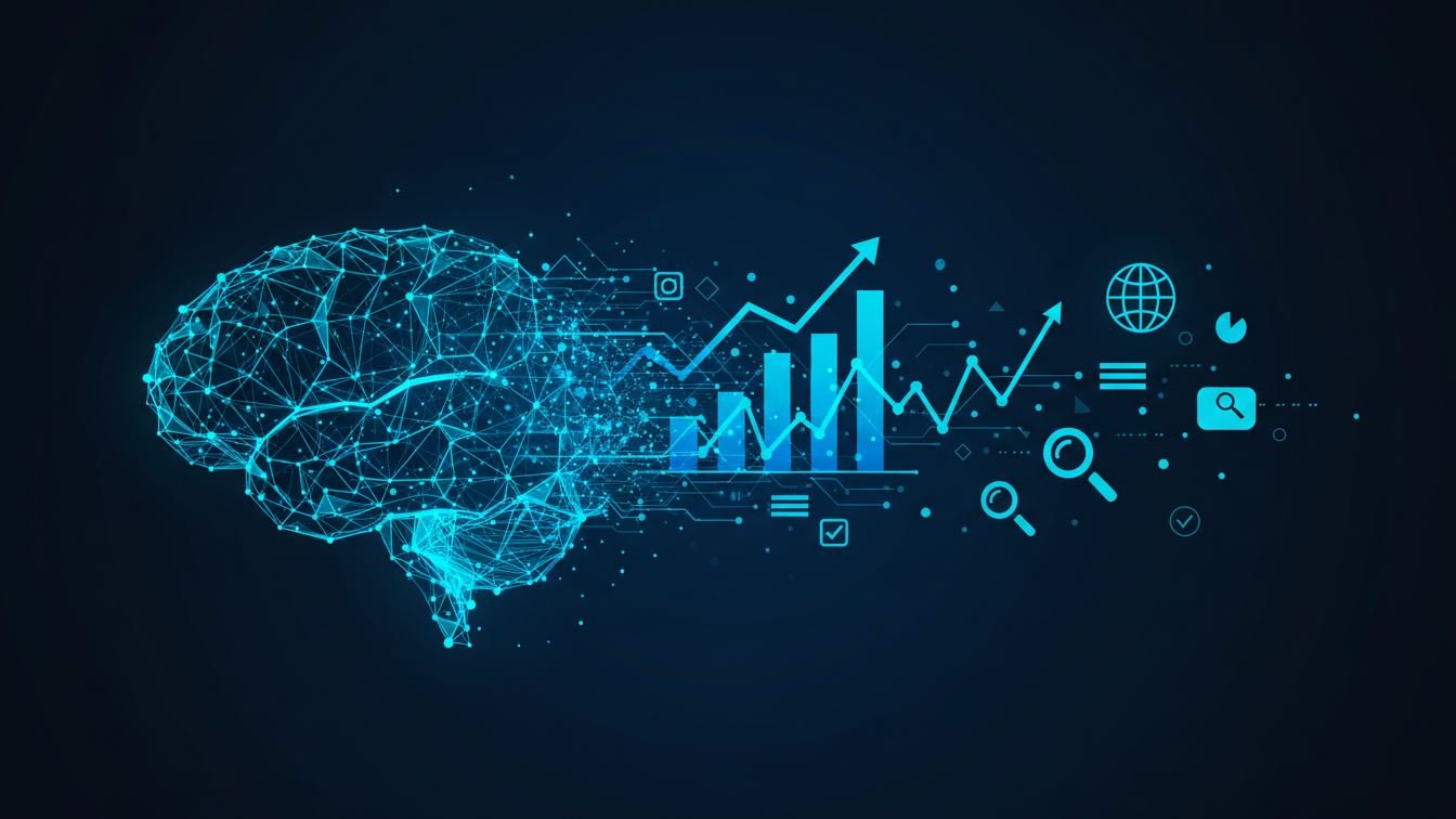 Abstract illustration of AI technology impacting SEO strategies