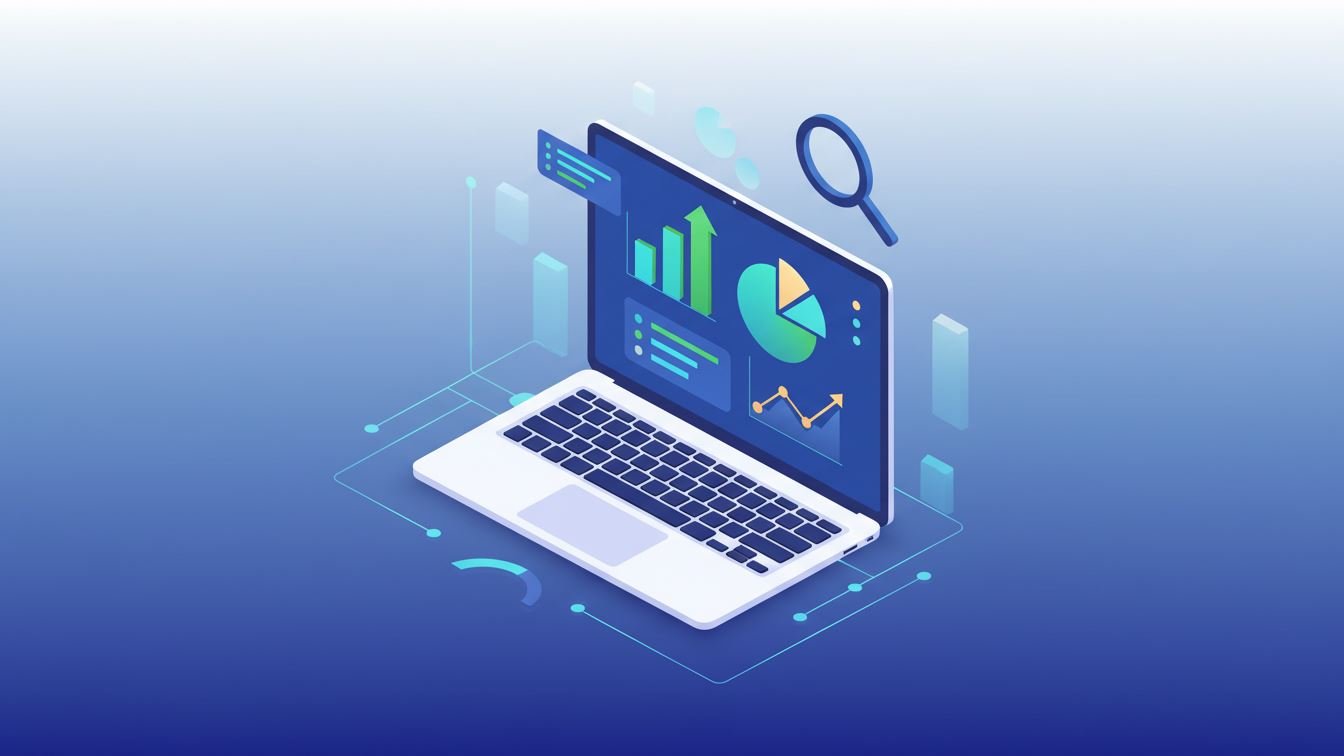Google Search Console dashboard on a laptop screen