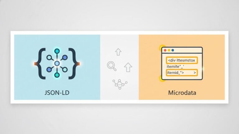 Diagram showing JSON-LD and Microdata icons with SEO elements
