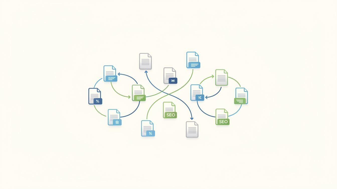 Visual representation of linking related articles on a webpage