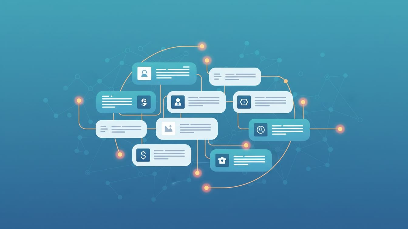 Illustration of content being structured for AI evaluation