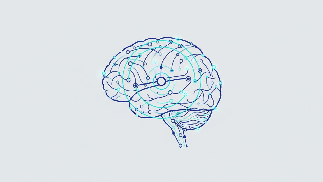 Illustration of semantic search concept with AI and data connections
