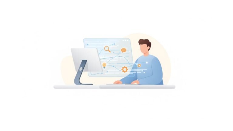 Illustration of a writer seamlessly integrating keywords into content