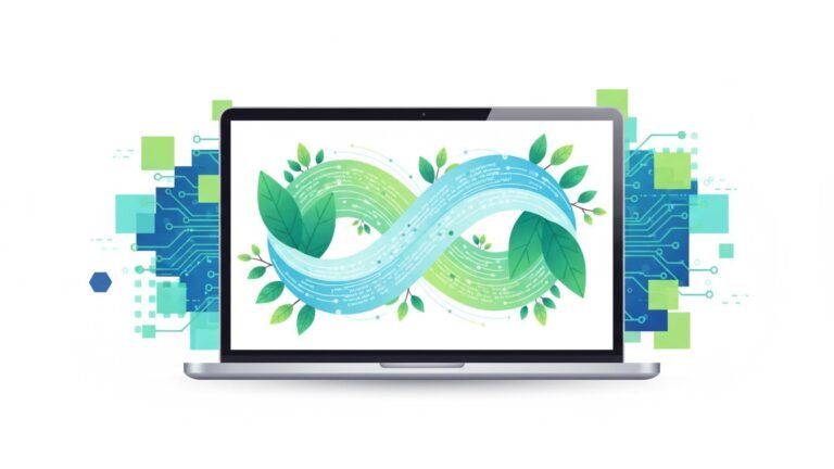 Graphic showing AI-generated content with evergreen leaves symbolizing timelessness